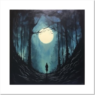 Lone Traveller on a Midnight Journey Posters and Art